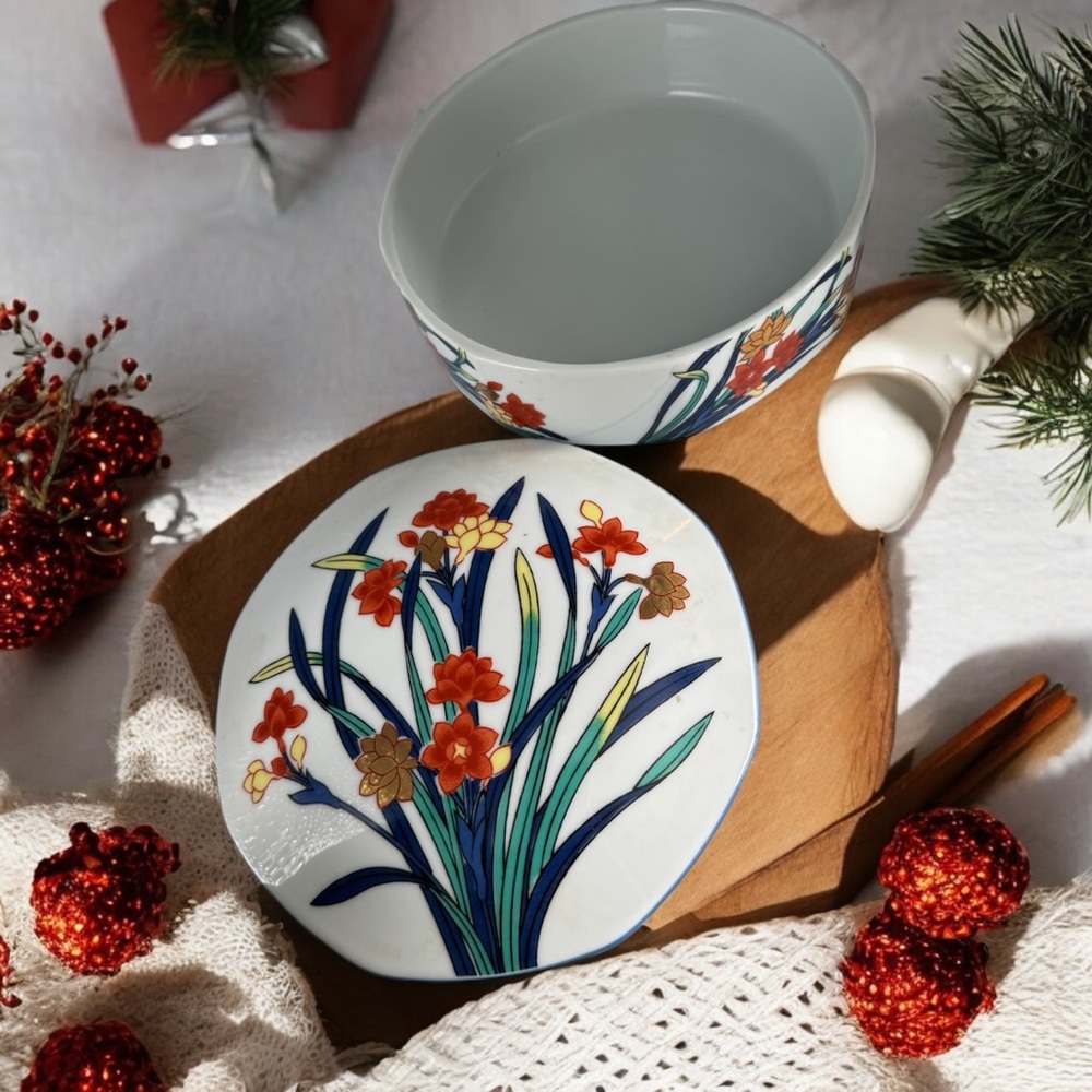 Tiffany & Co. Red and Orange Ceramic Floral Art